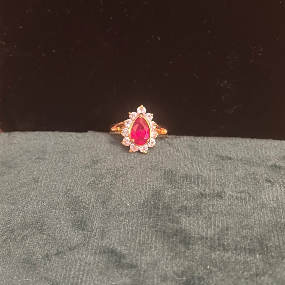 925 Ring W/ Simulated Ruby And CZ